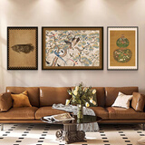 艺环宇法式中古风客厅装饰画寓意好复古沙发背景墙挂画高级感中式三联画