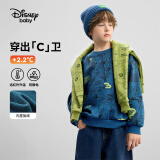 迪士尼（DISNEY）童装儿童男童加绒潮酷圆领卫衣保暖抗静电上衣24冬DB441EE02蓝130