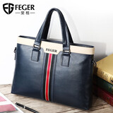 斐格男包手提包男士公文包真皮商务提包大容量电脑牛皮单肩斜挎包礼物 宝石蓝(送 腰带) 14英寸