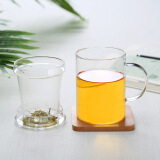 MINGSHANGDE耐热玻璃杯泡茶杯马克杯带茶隔过滤茶杯泡枸杞养生办公室待客杯 凌青三件杯450ml