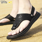德国骆驼动感防水凉鞋男人字拖两穿新款夏季两用潮拖韩版个性百搭男士夹脚拖鞋软底软面耐磨防滑防臭 21880黑色（运动鞋码数） 40
