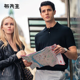 布先生明星同款可机洗毛T羊毛短袖毛衣男士针织打底衫 【翻·领】钢琴黑 L (175)