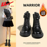 回力（Warrior）官方马丁靴女鞋秋冬保暖高帮英伦风厚底靴子女士潮流百搭皮靴38