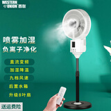 西联喷雾风扇家用制冷风扇静音摇头立式电风扇加水加湿雾化降温负离子空调风扇客厅卧室办公室落地扇 08直流款/大风/9档风速
