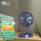 Hulker 大扇面桌面小风扇USB可充电台式办公室学生宿舍床头大风力便携电风扇 升级七叶羽静音风扇 【折叠款-蓝色】不带电池/带定时