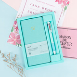 kinbor手账周计划本文具套装(记事本子+3色圆珠笔+索引贴纸) 勿忘蓝KMQ25063