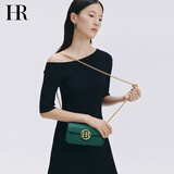 HR赫莲娜包包女包时尚女小方包头层牛皮单肩包简约链条包生日礼物 墨绿色
