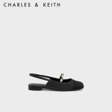 CHARLES&KEITH珠链绊带饰低跟凉鞋玛丽珍鞋女鞋子女CK1-70900382 CK1-70900382-1Black黑色 36