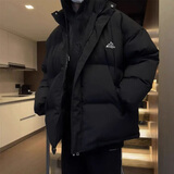 OEMG 日系立领棉服外套男女秋冬季潮牌宽松百搭情侣装面包服加厚棉衣 黑色 XL 【建议135-150斤】