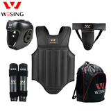 九日山散打护具套装 成人儿童拳击训练健身器材拳套【五件套】 黑色 S