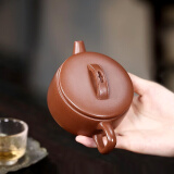 月壶茗清宜兴紫砂壶纯手工茶壶原矿紫泥大口汉瓦壶一壶两杯功夫茶具套装 1壶2杯套装