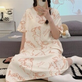 南极人睡裙女夏季睡衣家居服短袖公主连衣裙韩版宽松孕妇大码可爱 1304 M(85-105斤)