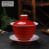 古德窑 纯白玉瓷盖碗茶杯 特大号三才碗陶瓷功夫茶具茶壶敬茶碗泡茶器