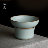 青澹窑汝瓷 手工汝窑茶漏套装天青色可功夫茶具配件可养金线悠然茶漏