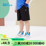 361°儿童短裤2024夏季男女童3-12岁透气运动裤梭织五分裤 黑 101