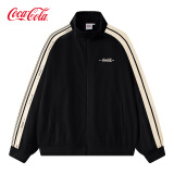 可口可乐（Coca-Cola）外套男春秋季运动休闲宽松开衫卫衣立领夹克 黑色