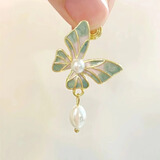 芯奢六件套耳夹无耳洞女青青子衿温柔无痛古风耳钉耳饰复古中国风花朵 滴釉蝴蝶耳夹【一对】