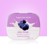 KISS PEARL无糖薄荷糖 口香糖 铁盒装口气清新糖 蓝莓酸奶 14g*1盒