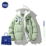 NASA LIKE官方棉服男冬季保暖假两件连帽棉衣羽面包绒服男士防寒外套棉袄子 N99百合绿色 2XL （建议140-160斤）