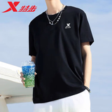 特步 短袖t恤男夏季冰丝透气速干衣服男士宽松百搭休闲半袖上衣运动服 基础黑【店长推荐】 冰感速干 L 175【现货速发】