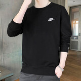 耐克（NIKE）卫衣男装 2025秋冬季新款运动休闲服针织长袖外套舒适圆领套头衫 黑色/毛圈/针织宽松亲肤/晒图退5 L (175/92A)