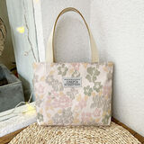 乖可爱帆布手提包手机包女士手提袋子外出上班买菜零钱小方包女包妈咪包 小花包 粉色