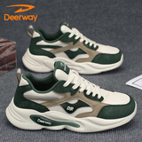 德尔惠（DEERWAY）鞋子男鞋2025秋冬季老爹鞋男士潮流厚底增高休闲运动鞋 米绿桔 39