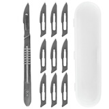 KUAIQU不锈钢手术练习刀修脚刀敲猪刀阉猪刀劁猪刀植物嫁接刀多肉工具刀 23号加厚刀片套装（带收纳盒）