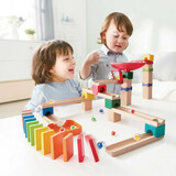 Hape滚珠玩具 steam夸得瑞拉滚珠架拼装积木 男女小孩儿童礼物 轨道滚珠游戏-铃音多米诺 3Y+