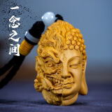 黄杨木雕刻一念之间手把件吊坠车挂件实木崖柏精雕工艺品把玩件 崖柏木精雕一念之间约6公分
