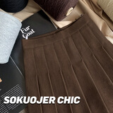 HIPPATIA百褶裙女2025秋季新款高腰显瘦学院风JK半身制服裙大码a字短裙 德芙色 【秋冬款MN001】 M (建议95-105斤)