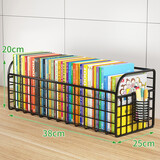 林家小子书架书本收纳架桌面绘本架桌上收纳盒宝宝书籍图书箱小书柜 黑色大号+笔筒