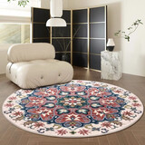 欧纶斯（Oulens）圆形客厅地毯茶几毯简约风卧室床边毯入户门房间轻奢高级感厨房毯 曼陀罗碎花 140cm*140cm 【脚踩舒适绒面】