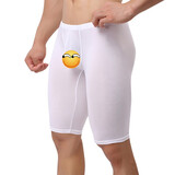 沃炫男士中裤 超薄透气贴身五分裤 中裤  休闲裤 家居裤 男士内衣裤 白色 XL