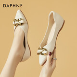 DAPHNE达芙妮单鞋女春秋豆豆鞋平底船鞋新款学生软底一脚蹬护士鞋工作 米色 37 (235mm) 标准码