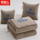 南极人车载抱枕被子两用牛奶绒抱枕被子二合一沙发靠枕学生午睡毯小被子 BM-深棕色 小号折起40*40打开约 105*155