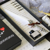 AILICUL 英伦个性哈利波特羽毛笔生日礼物欧式复古鹅毛笔创意蘸水笔套装 白色