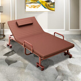 欧莱特曼（oulaiteman）折叠床棕垫午休床可拆洗升降扶手可选办公室午休午睡陪护乳胶床 【海绵款】45CM加高床-咖啡色 1米x192cm