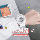 佰时顿（BASID） 电子手表女学生运动防水韩版时尚多功能初中青少年男女夜光腕表 女款玫金白