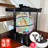 汤漫科比发光篮球生日礼物男生18岁成人礼蓝球夜光7号篮球5号男孩定制 [透明盒款]反光科比闪电白 7号青少年款【成人适用】
