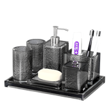 壹枱 轻奢卫浴洗漱杯套装五件套卫生间浴室漱口牙杯用品套件托盘家用 七件套 托盘尺寸30*20cm