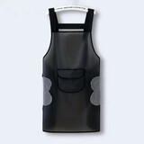 梦绾 防水防油围裙TPU厨房家用磨砂半透明围腰时尚上班水产工作服定制 75厘米H背带【口袋+擦手】