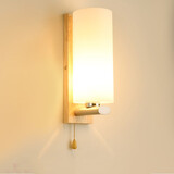 壁灯带开关实木日式原木风卧室客厅过道走廊玄关阳台LED床头灯具 6015实木【带拉线开关】 30W白光【高亮】