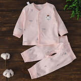 承承鹿春秋婴儿童秋衣秋裤分体内衣套装0-12个月宝宝纯棉无骨线衣开裆裤无骨魔术贴身衣服两件套 C2+M-977小森林套装粉 66码(建议11-15斤宝宝穿)