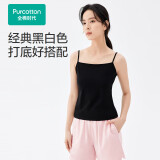 全棉时代抗菌打底衫情侣男女V圆领T恤背心吊带黑色（女士吊带）XXL