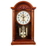 金钟宝实木座钟整点报时摆钟客厅中式台钟欧式复古大号石英钟闹钟钟表优雅大气打点报时古典书房公司客厅 福临门 高55.5厘米宽32.5厘米 18英寸