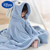 迪士尼（Disney）新生婴儿浴巾儿童带帽比纯棉吸水柔软浴袍洗澡珊瑚绒婴儿披风斗篷 蓝色小猴【90*150】6-12岁