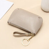 真妮诗女士小钱包头层牛皮小钱包女零钱包女小巧女士钱包真皮硬币零钱包 灰色