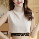 畅印秋冬假领子女毛衣针织套头假高领围巾假衣领毛线围脖装饰披肩脖套 高领米色