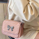 喜梵登 XEFARDER高级感洋气小包包新款蝴蝶结小方包休闲百搭单肩斜挎包小众实用 粉色【质量款】